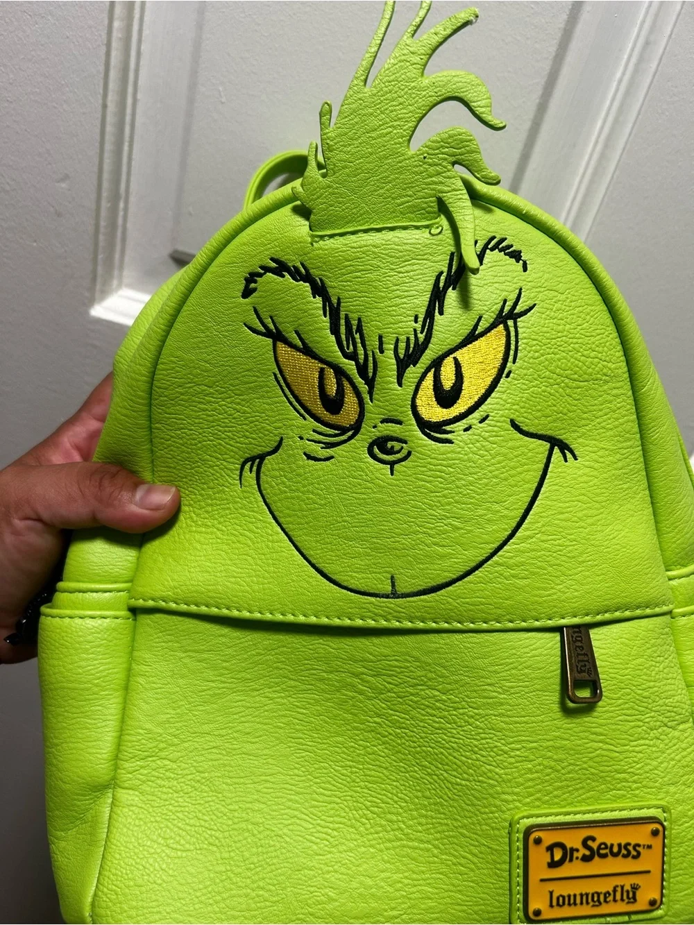 Loungefly The Grinch Green FAUX LEATHER COSPLAY MINI backpack used